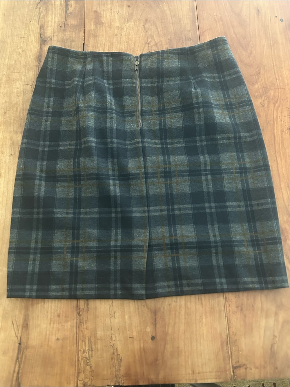 CAbi Skirt in Gray, Black and Gold Plaid Pencil Skirt - Picture 5 of 8